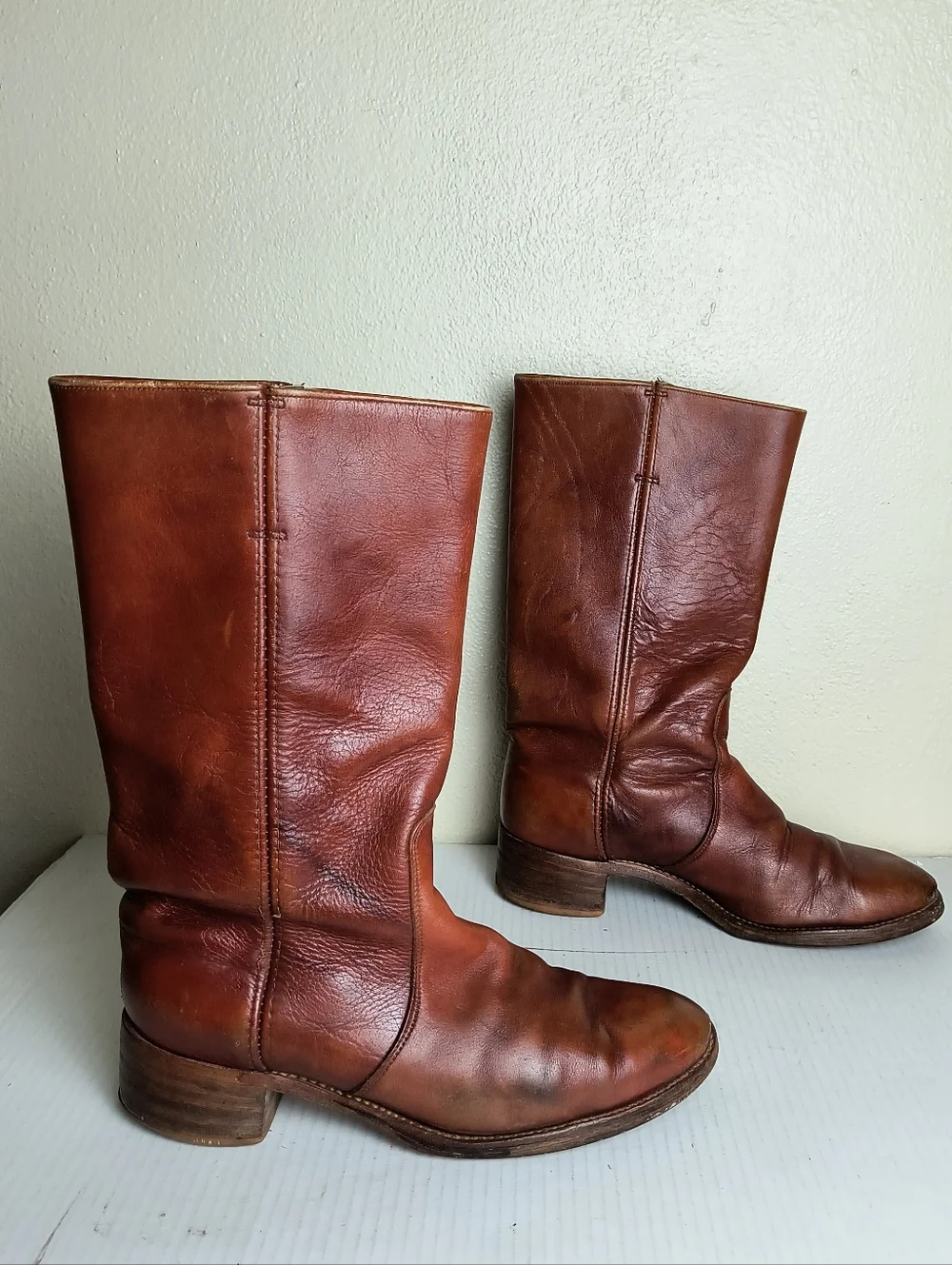 Frye VTG 1970 Men's Brown Leather Mid-Calf Boots Size 10D Vintage Made in USA